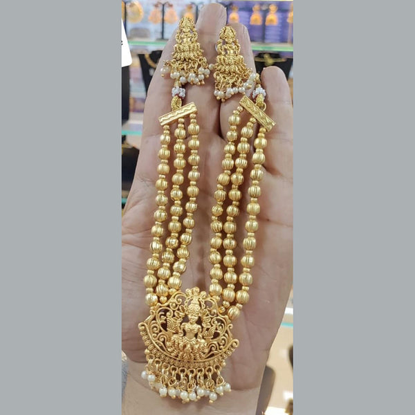 Manisha Jewellery Gold Plated Long Temple Necklace Set