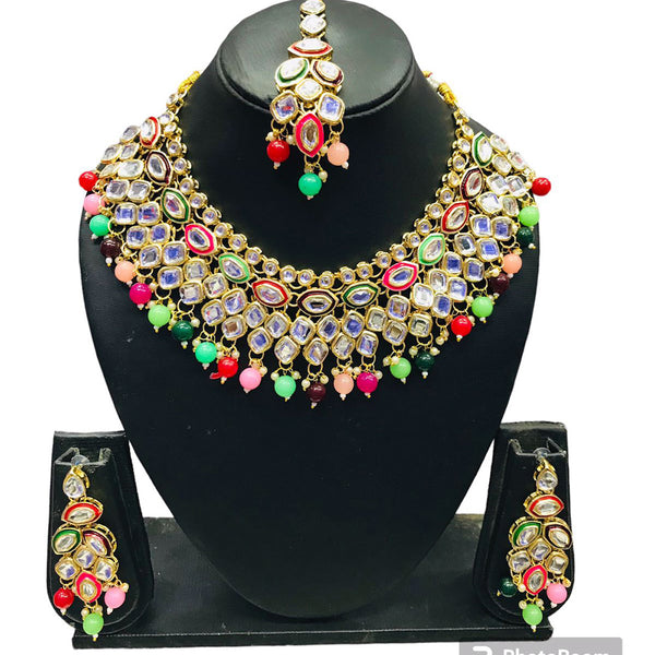 Manisha Jewellery Gold Plated Kundan Stone Necklace Set