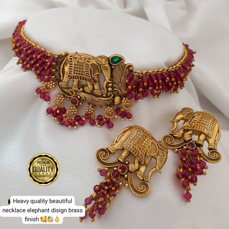 Manisha Jewellery Gold Plated Elephant Choker Necklace Set