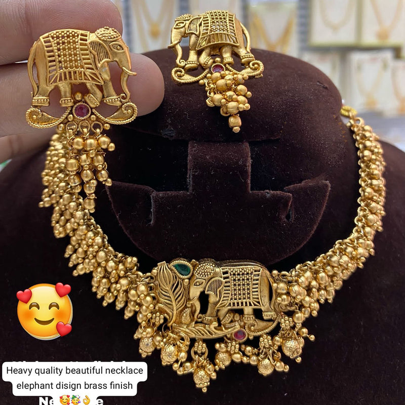 Manisha Jewellery Gold Plated Elephant Choker Necklace Set