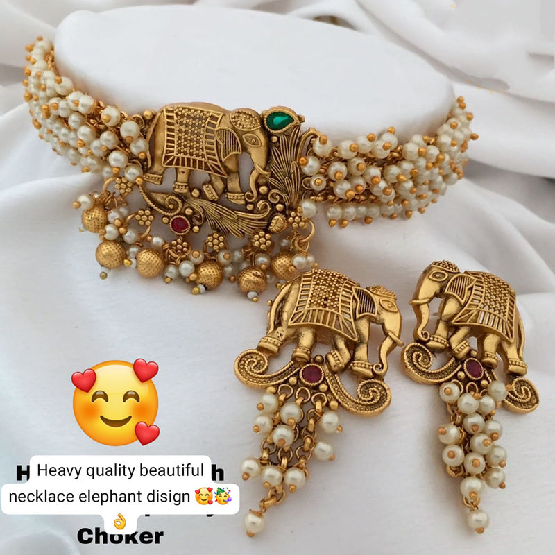 Manisha Jewellery Gold Plated Elephant Choker Necklace Set