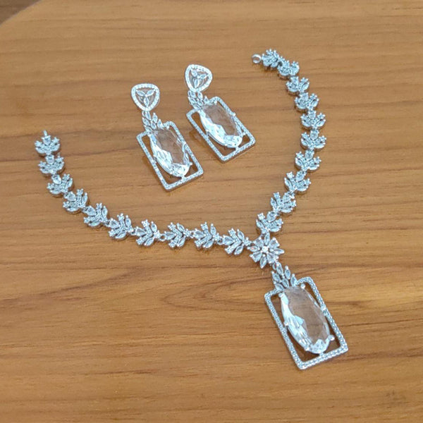 Manisha Jewellery Silver Plated AD Stone Necklace Set