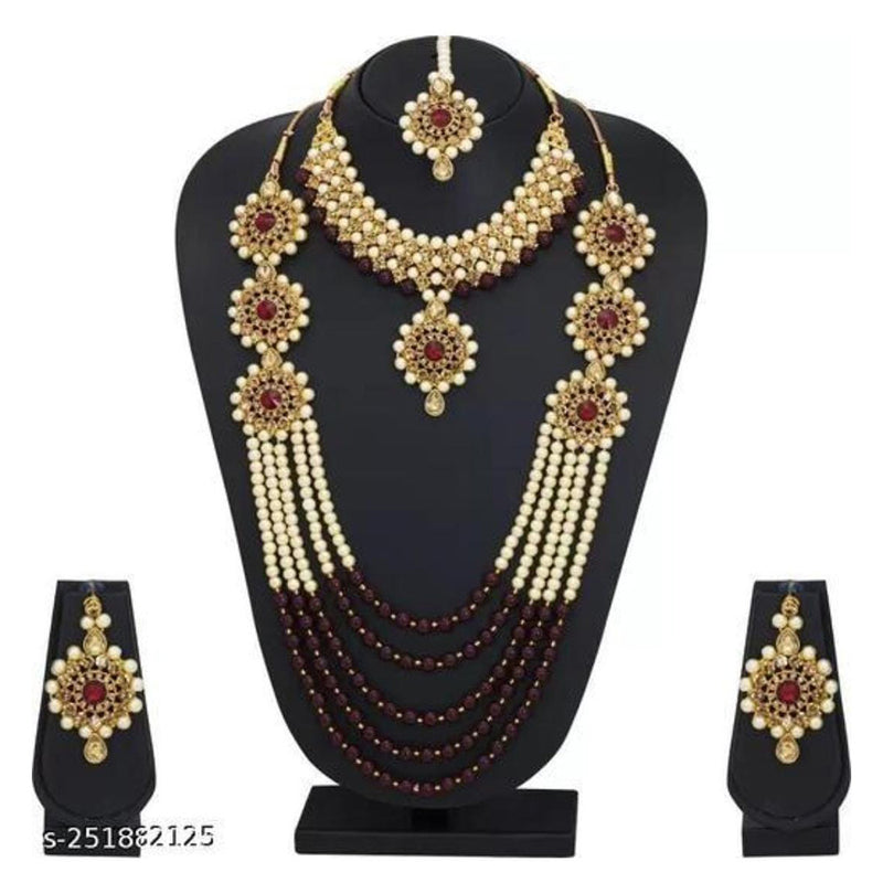 Manisha Jewellery Gold Plated Double Necklace Set