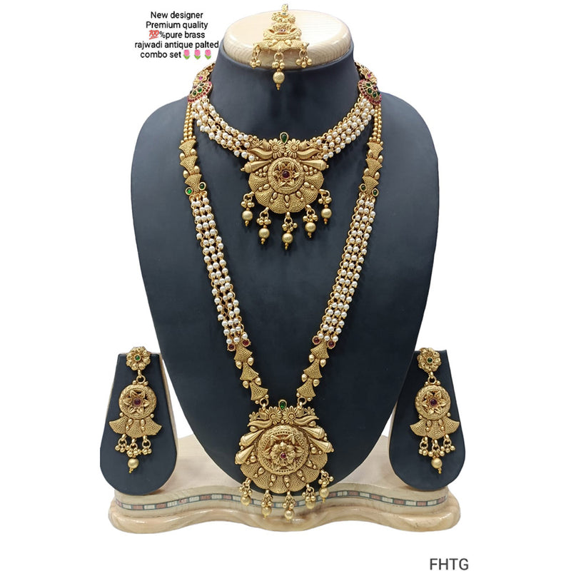 Manisha Jewellery Gold Plated Double Necklace Set