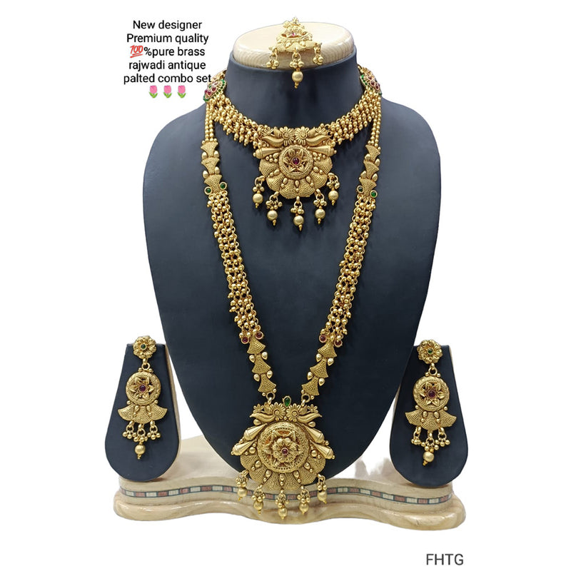 Manisha Jewellery Gold Plated Double Necklace Set