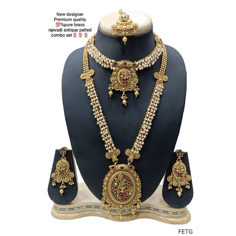 Manisha Jewellery Gold Plated Double Necklace Set