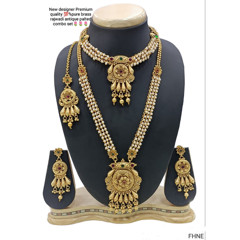 Manisha Jewellery Gold Plated Double Necklace Set