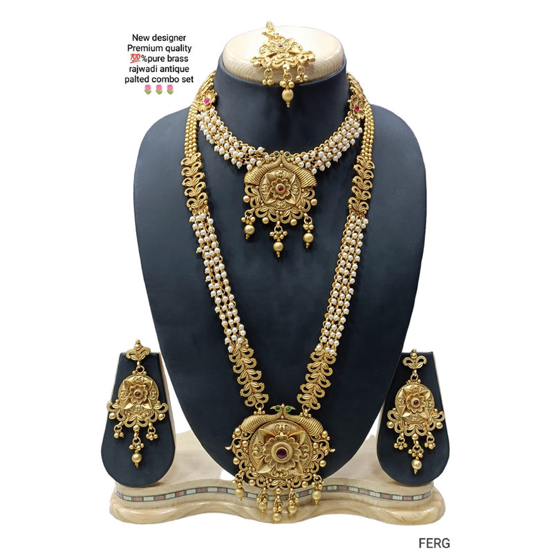 Manisha Jewellery Gold Plated Double Necklace Set