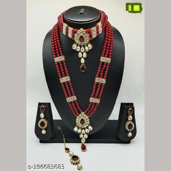 Manisha Jewellery Gold Plated Double Necklace Set