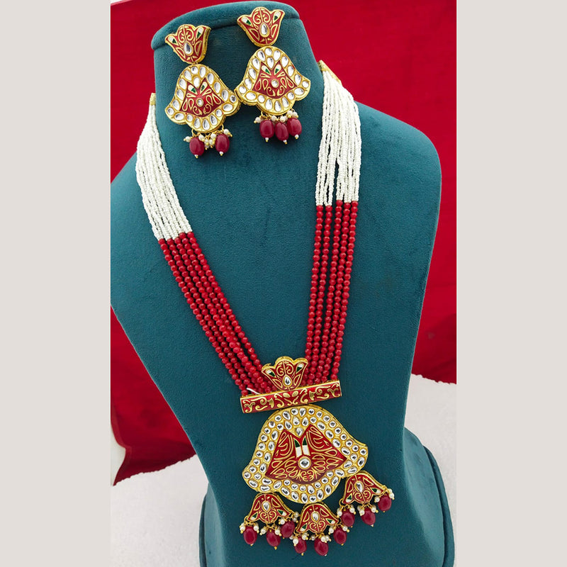 Manisha Jewellery Gold Plated Meenakari Long Necklace Set