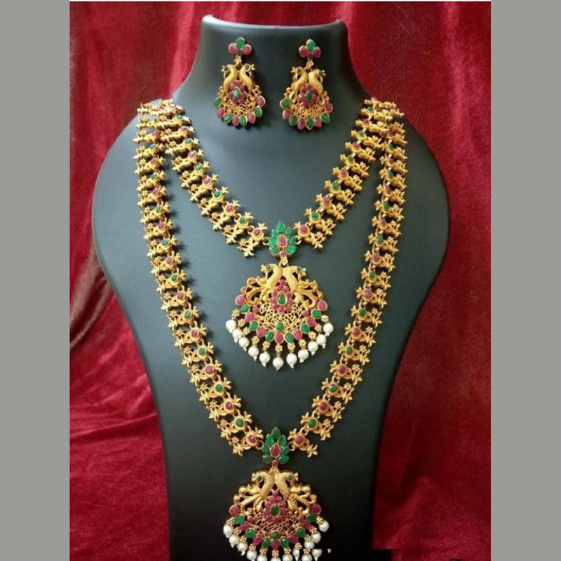 Manisha Jewellery Gold Plated Double Necklace Set