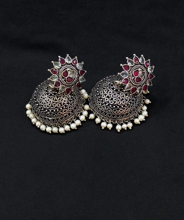 Manisha Jewellery Oxidised Plated Jhumki Earrings