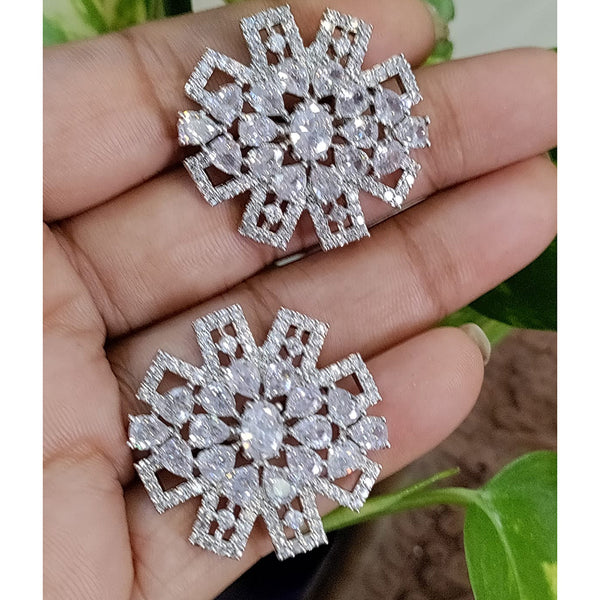 Manisha Jewellery Silver Plated AD Stone Stud Earrings