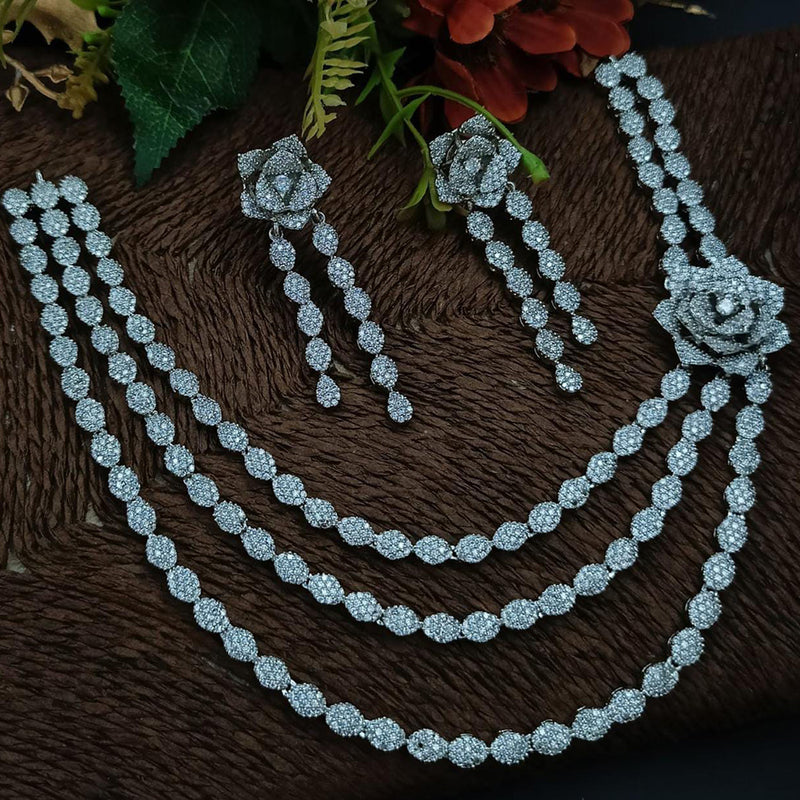 Manisha Jewellery Silver Plated AD Stone Necklace Set