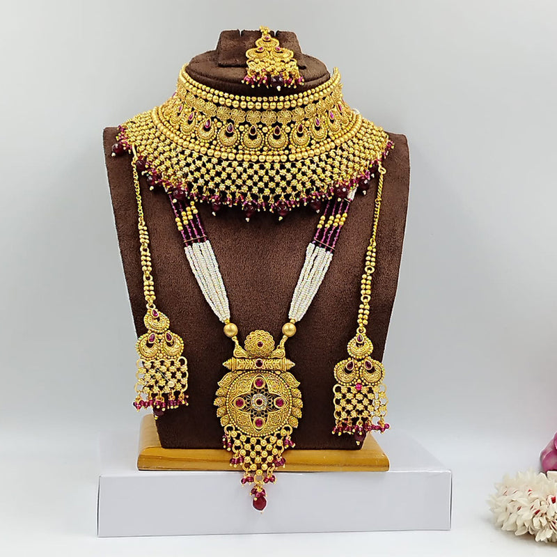 Manisha Jewellery Gold Plated Double Necklace Set