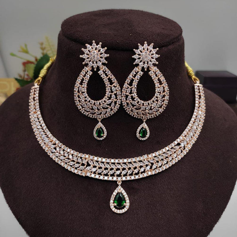 Manisha Jewellery Gold Plated AD Stone Necklace Set