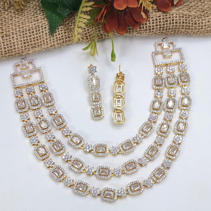 Manisha Jewellery Gold Plated AD Stone Necklace Set