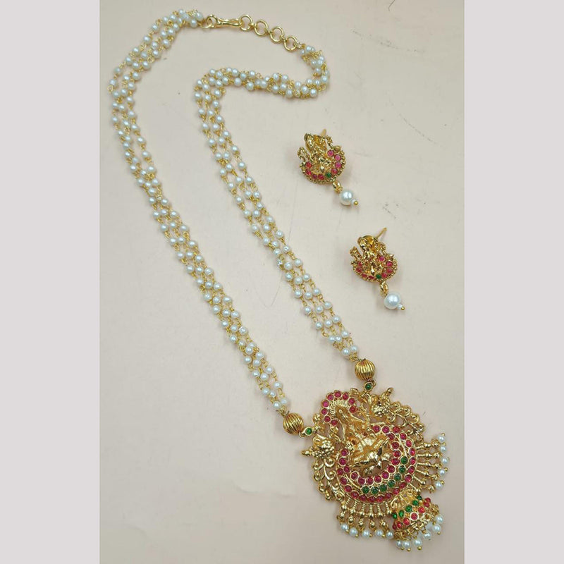 Manisha Jewellery Gold Plated Pearl Long Necklace Set