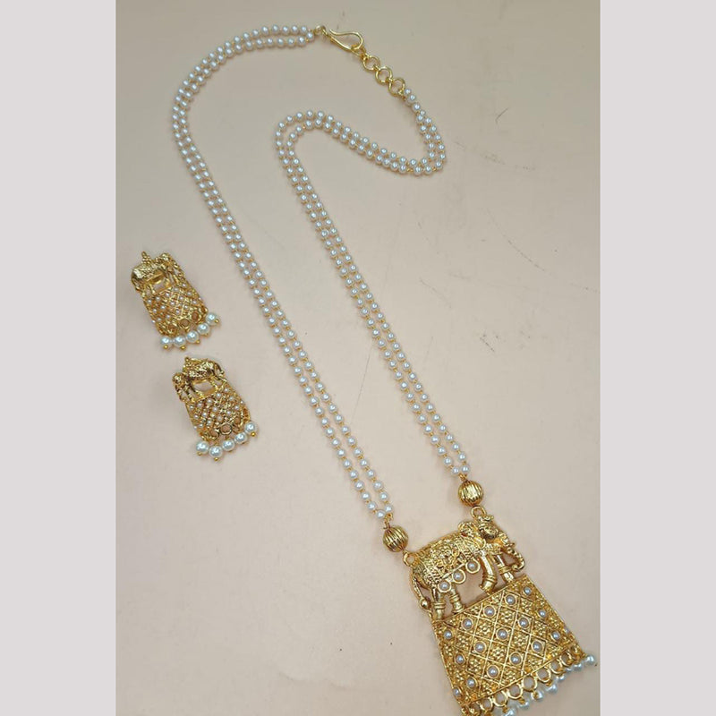 Manisha Jewellery Gold Plated Pearl Long Necklace Set