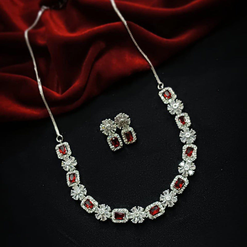 Manisha Jewellery Silver Plated AD Stone Necklace Set