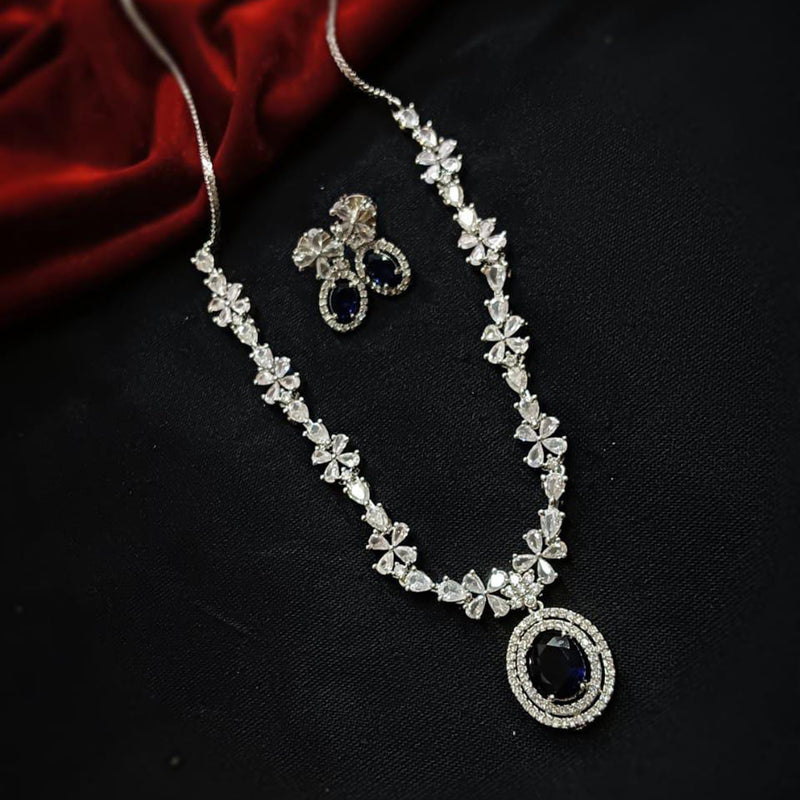 Manisha Jewellery Silver Plated AD Stone Necklace Set