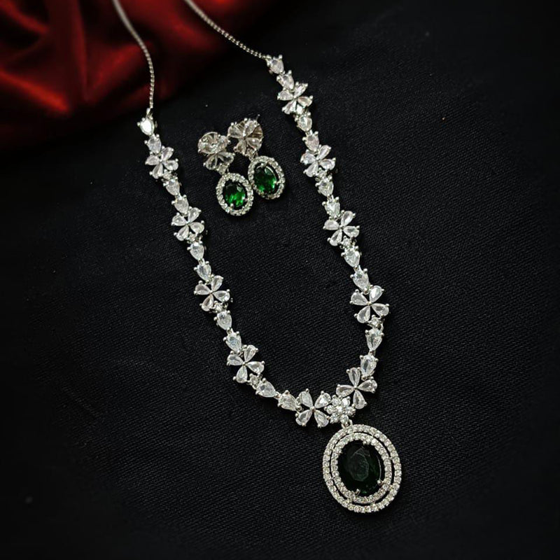 Manisha Jewellery Silver Plated AD Stone Necklace Set