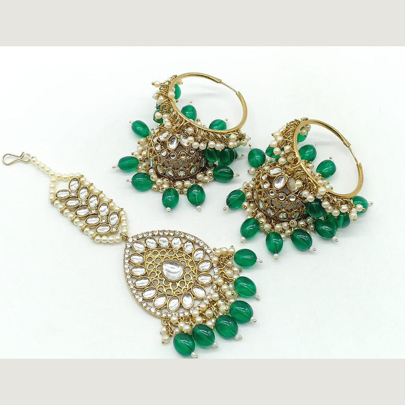 Manisha Jewellery Gold Plated Jhumki Earrings With Mangtikka