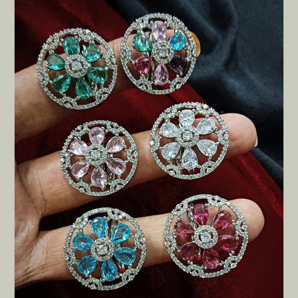 Manisha Jewellery Silver Plated AD Stone Adjustable Rings