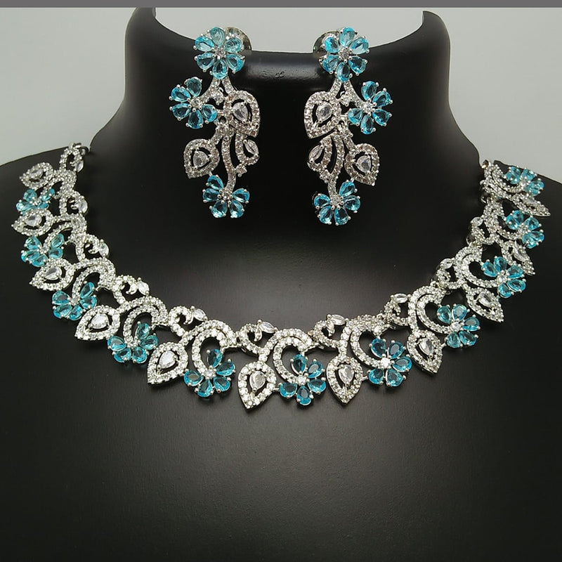 Manisha Jewellery Silver Plated AD Stone Necklace Set