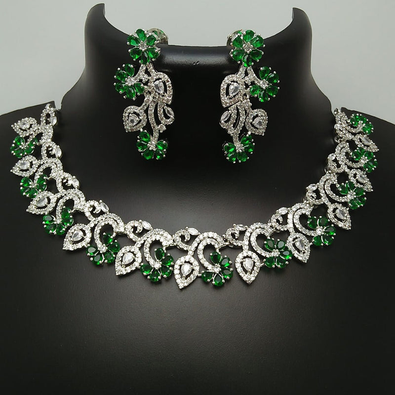 Manisha Jewellery Silver Plated AD Stone Necklace Set