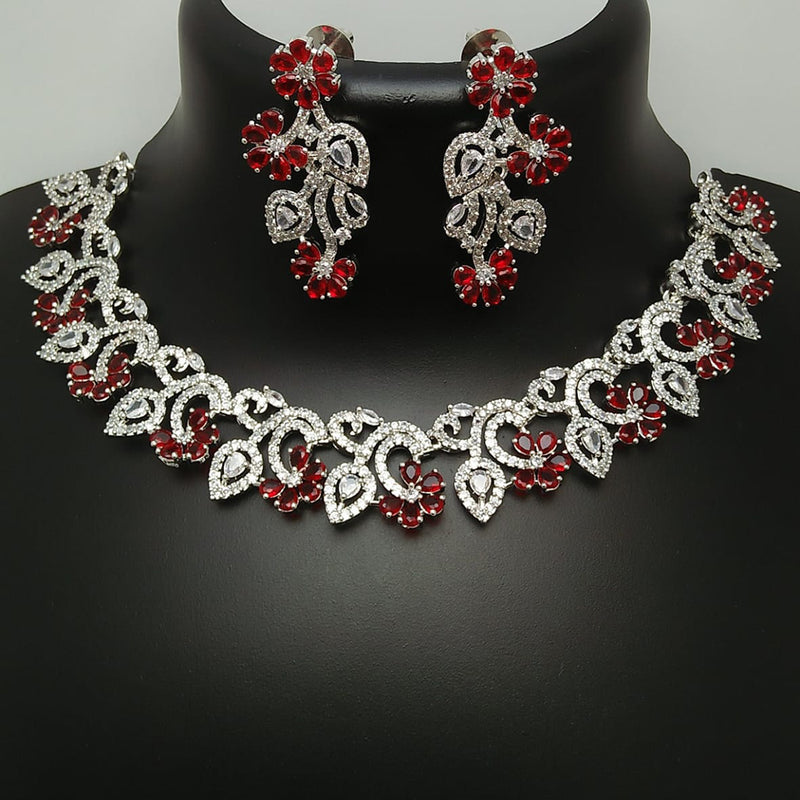 Manisha Jewellery Silver Plated AD Stone Necklace Set