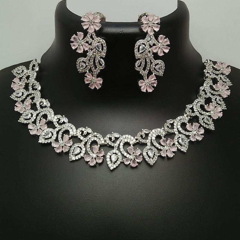 Manisha Jewellery Silver Plated AD Stone Necklace Set