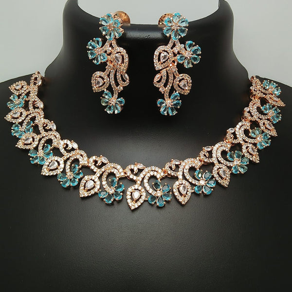 Manisha Jewellery Rose Gold Plated AD Stone Necklace Set