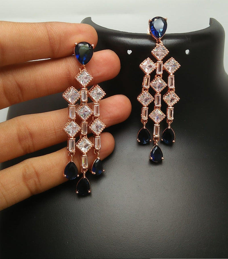 Manisha Jewellery Rose Gold Plated AD Stone Dangler Earrings