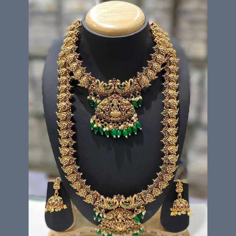 Manisha Jewellery Gold Plated Temple Double Necklace Set