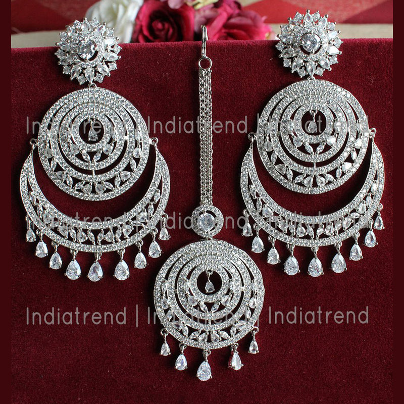 Manisha Jewellery Silver Plated Dangler Earrings with Maangtikka