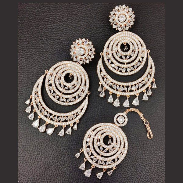 Manisha Jewellery Gold Plated Dangler Earrings with Maangtikka