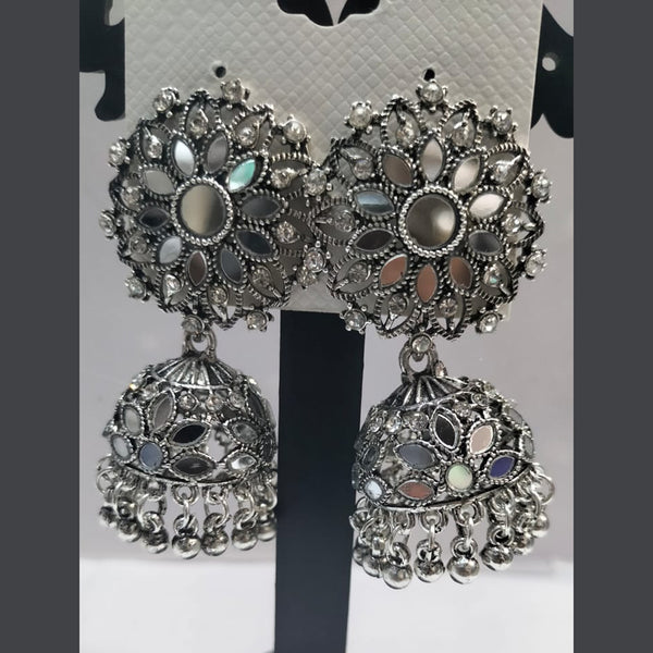 Manisha Jewellery Oxidised Plated Mirror Jhumki Earrings