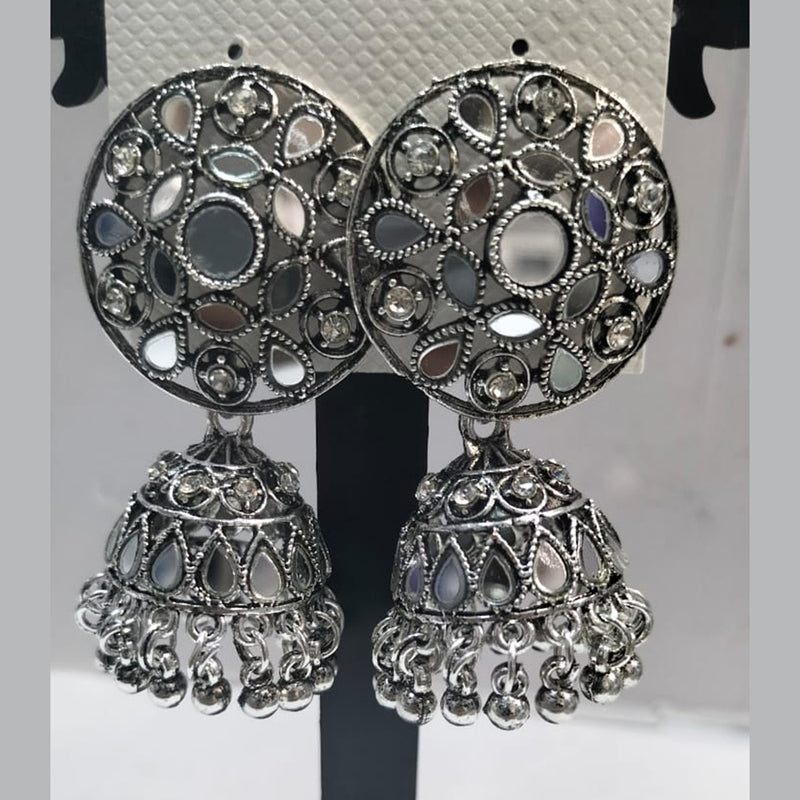 Manisha Jewellery Oxidised Plated Mirror Jhumki Earrings