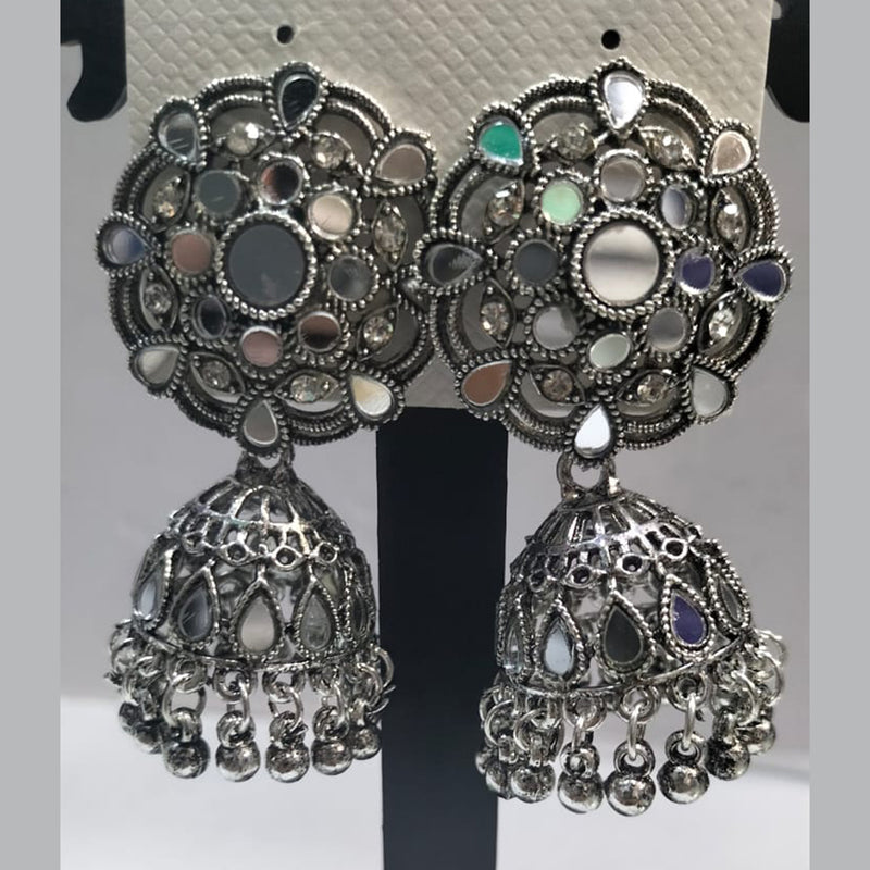 Manisha Jewellery Oxidised Plated Mirror Jhumki Earrings