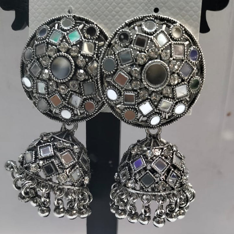 Manisha Jewellery Oxidised Plated Mirror Jhumki Earrings