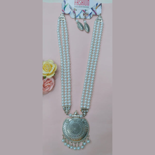 Manisha Jewellery Oxidised Plated Pearl Long Necklace Set