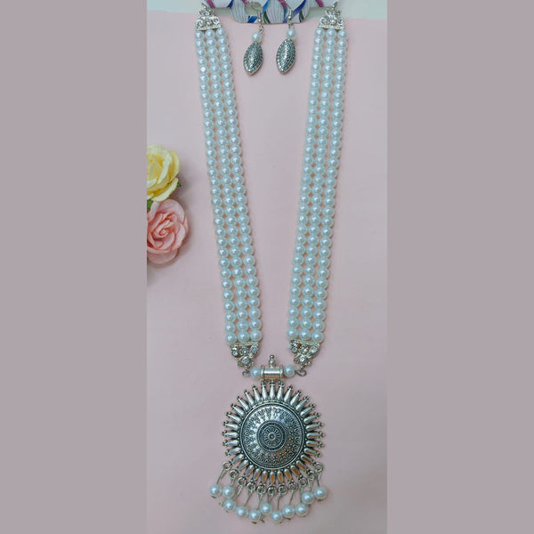 Manisha Jewellery Oxidised Plated Pearl Long Necklace Set