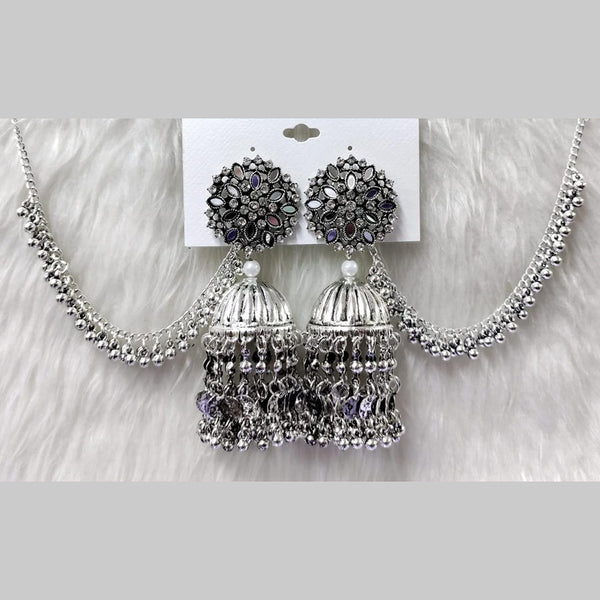Manisha Jewellery Oxidised Plated Kanchain Mirror Jhumki Earrings