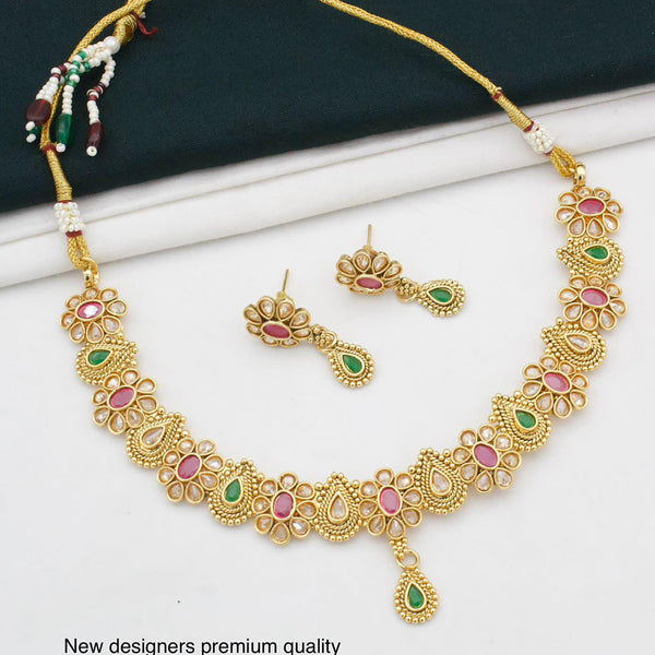 Manisha Jewellery Gold Plated Pota Stone Necklace Set