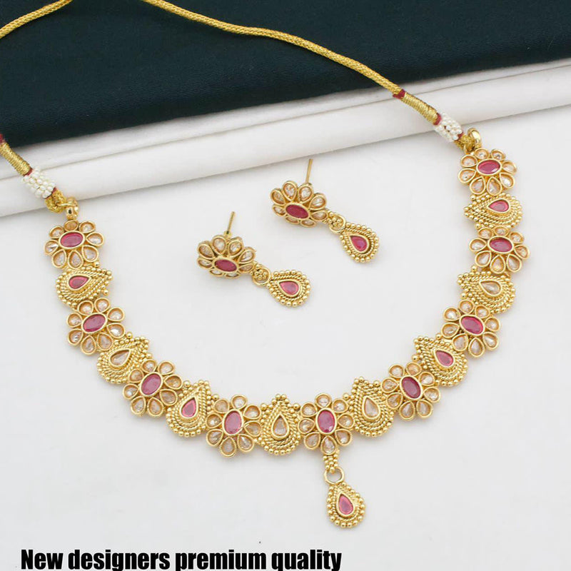 Manisha Jewellery Gold Plated Pota Stone Necklace Set