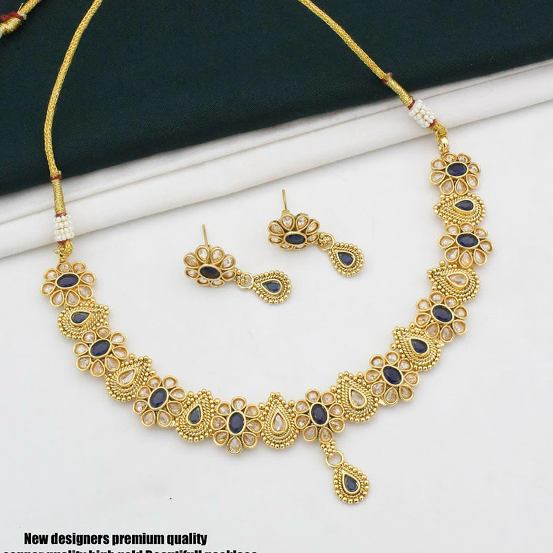 Manisha Jewellery Gold Plated Pota Stone Necklace Set