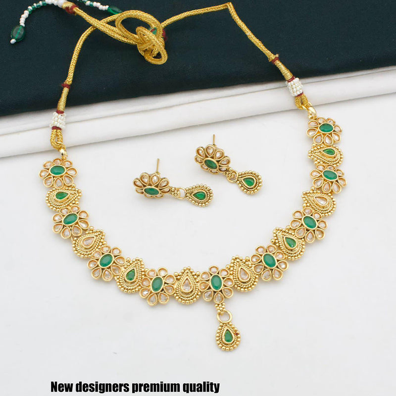 Manisha Jewellery Gold Plated Pota Stone Necklace Set