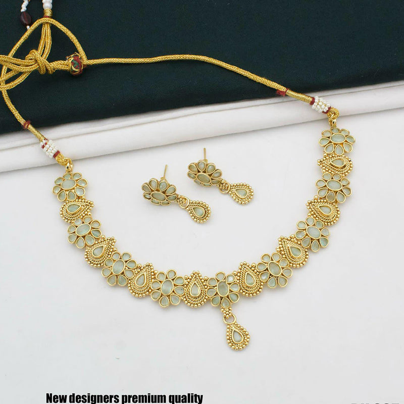 Manisha Jewellery Gold Plated Pota Stone Necklace Set