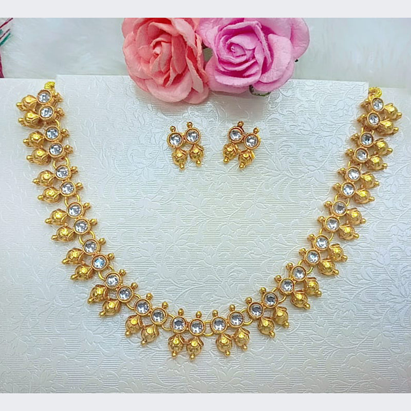 Manisha Jewellery Gold Plated Pota Stone  Necklace Set